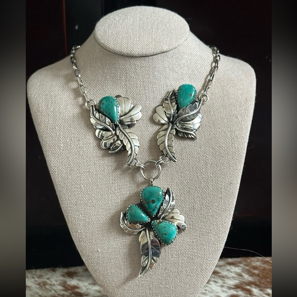 Kingman Turquoise Statement Feathers Southwestern… - image 1